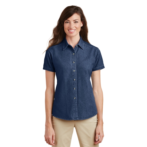 Port & Company® - Women's Short Sleeve Value Denim Shirt - Port & Company® - Women's Short Sleeve Value Denim Shirt - Image 2 of 2