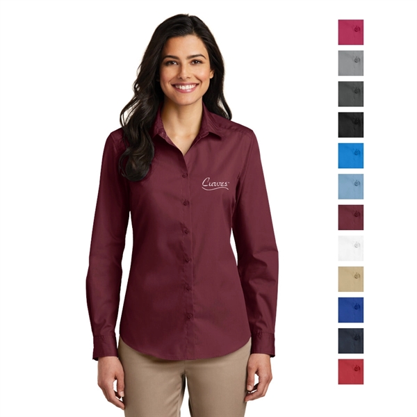 Port Authority® Women's Long Sleeve Carefree Poplin Shirt - Port Authority® Women's Long Sleeve Carefree Poplin Shirt - Image 0 of 9