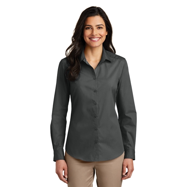 Port Authority® Women's Long Sleeve Carefree Poplin Shirt - Port Authority® Women's Long Sleeve Carefree Poplin Shirt - Image 7 of 9