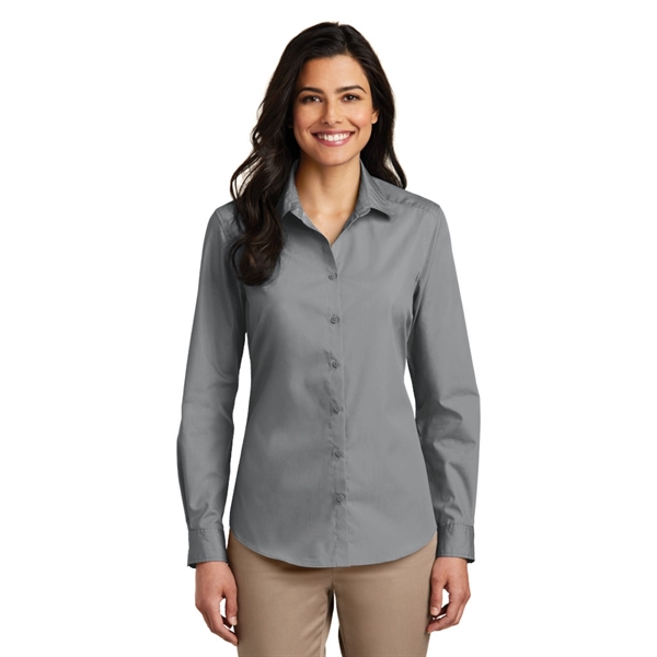 Port Authority® Women's Long Sleeve Carefree Poplin Shirt - Port Authority® Women's Long Sleeve Carefree Poplin Shirt - Image 6 of 9