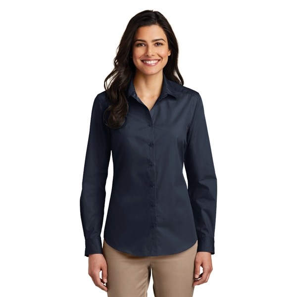 Port Authority® Women's Long Sleeve Carefree Poplin Shirt - Port Authority® Women's Long Sleeve Carefree Poplin Shirt - Image 4 of 9