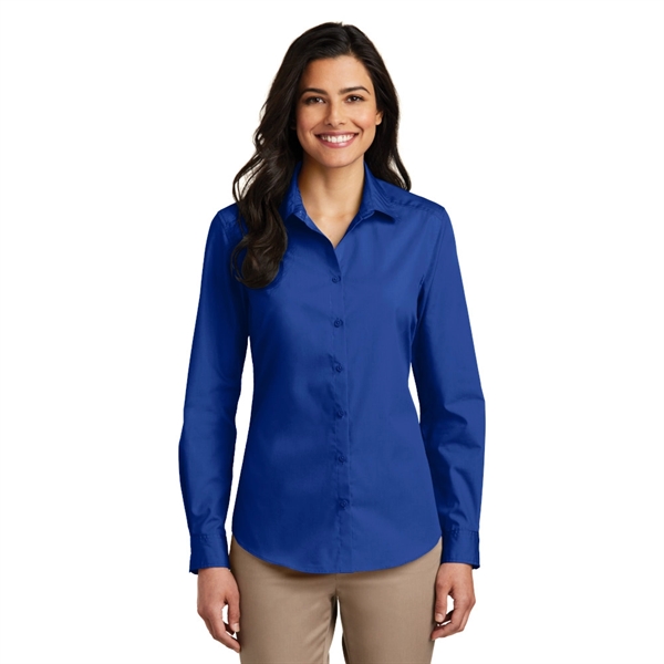 Port Authority® Women's Long Sleeve Carefree Poplin Shirt - Port Authority® Women's Long Sleeve Carefree Poplin Shirt - Image 3 of 9