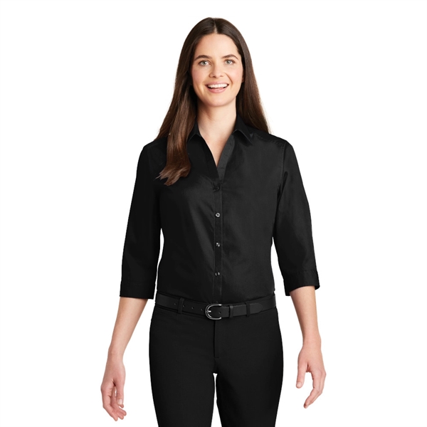 Port Authority® Women's 3/4-Sleeve Carefree Poplin Shirt - Port Authority® Women's 3/4-Sleeve Carefree Poplin Shirt - Image 6 of 6