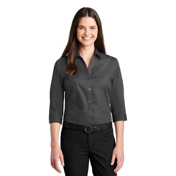 Port Authority® Women's 3/4-Sleeve Carefree Poplin Shirt - Port Authority® Women's 3/4-Sleeve Carefree Poplin Shirt - Image 5 of 6