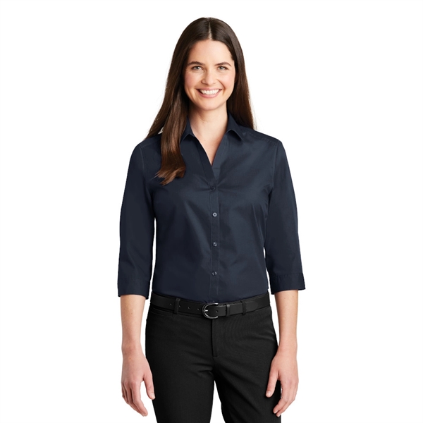 Port Authority® Women's 3/4-Sleeve Carefree Poplin Shirt - Port Authority® Women's 3/4-Sleeve Carefree Poplin Shirt - Image 4 of 6