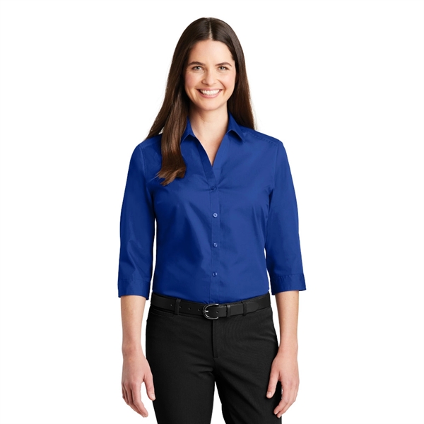 Port Authority® Women's 3/4-Sleeve Carefree Poplin Shirt - Port Authority® Women's 3/4-Sleeve Carefree Poplin Shirt - Image 3 of 6