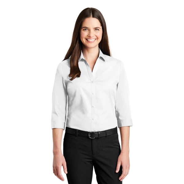 Port Authority® Women's 3/4-Sleeve Carefree Poplin Shirt - Port Authority® Women's 3/4-Sleeve Carefree Poplin Shirt - Image 2 of 6
