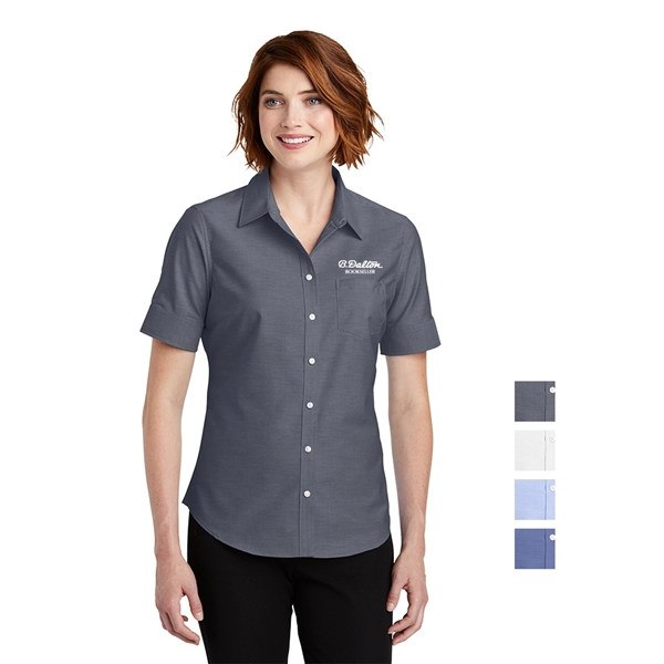 Port Authority® Women's Short Sleeve SuperPro™ Oxford Shirt - Port Authority® Women's Short Sleeve SuperPro™ Oxford Shirt - Image 0 of 4