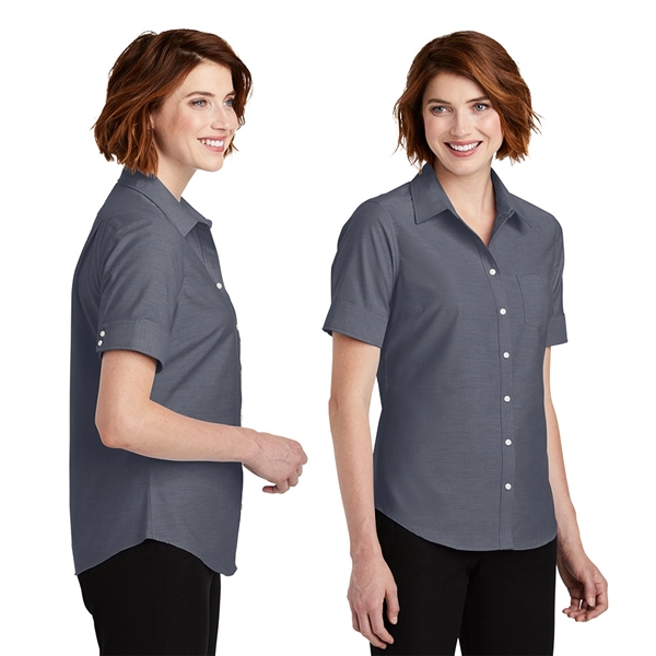 Port Authority® Women's Short Sleeve SuperPro™ Oxford Shirt - Port Authority® Women's Short Sleeve SuperPro™ Oxford Shirt - Image 1 of 4