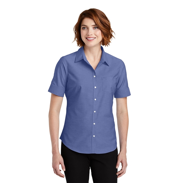 Port Authority® Women's Short Sleeve SuperPro™ Oxford Shirt - Port Authority® Women's Short Sleeve SuperPro™ Oxford Shirt - Image 4 of 4