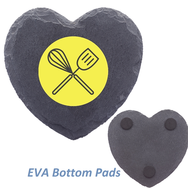 Heart Shaped Slate Coaster w/ Custom Logo & EVA Bottom Pad - Heart Shaped Slate Coaster w/ Custom Logo & EVA Bottom Pad - Image 0 of 2
