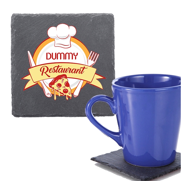 Square Slate Coaster w/ Custom Imprint & EVA Bottom Pad - Square Slate Coaster w/ Custom Imprint & EVA Bottom Pad - Image 0 of 1