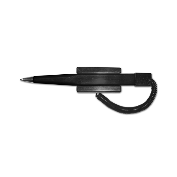 Financier Ball Point Pen with Coil Cord & Stick on Base - Financier Ball Point Pen with Coil Cord & Stick on Base - Image 1 of 2