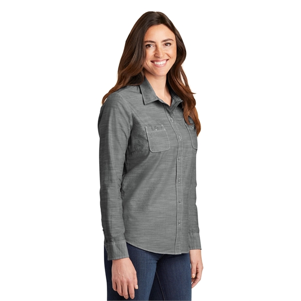 Port Authority Women's Slub Chambray Shirt. - Port Authority Women's Slub Chambray Shirt. - Image 14 of 15