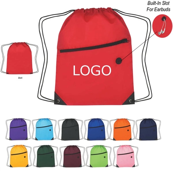 Headphone Slot Drawstring Polyester Bags - Headphone Slot Drawstring Polyester Bags - Image 13 of 14