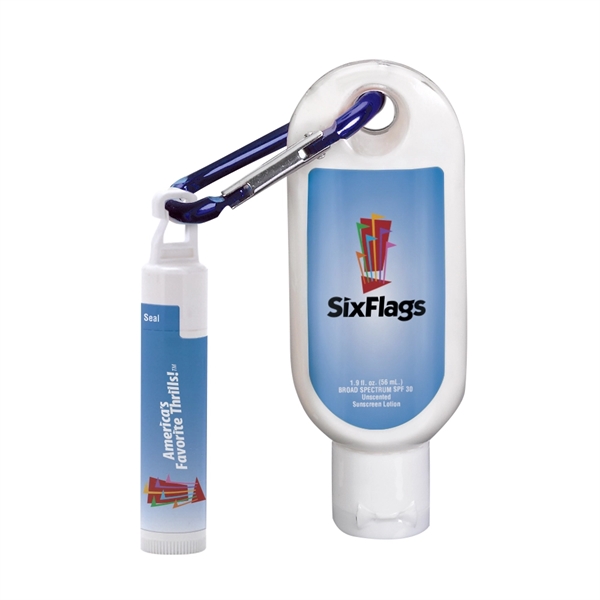 1.9 oz SPF30 Sunscreen with Carabiner and SPF15 Lip Balm - 1.9 oz SPF30 Sunscreen with Carabiner and SPF15 Lip Balm - Image 1 of 5