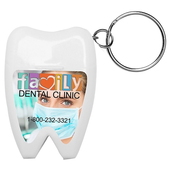 Custom Overseas Tooth Shaped Dental Floss Dispenser with Keyring