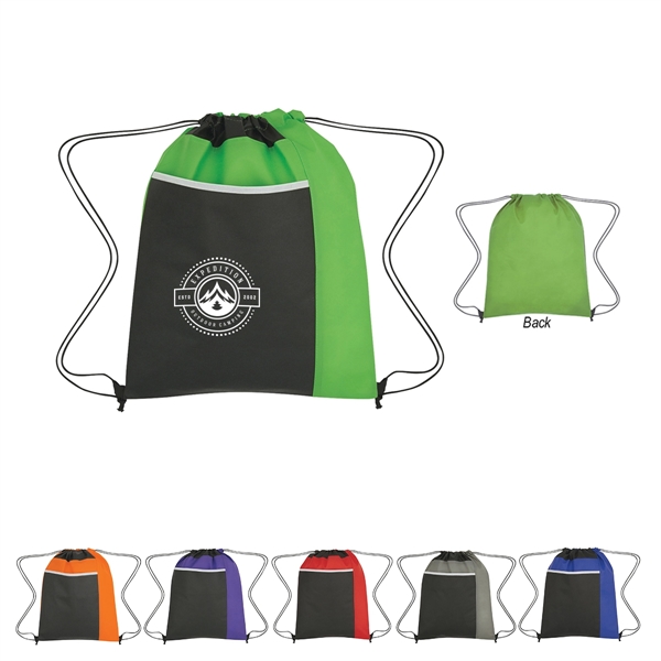 Water-Resistant Bicolored Drawstring Knapsack - Water-Resistant Bicolored Drawstring Knapsack - Image 0 of 6