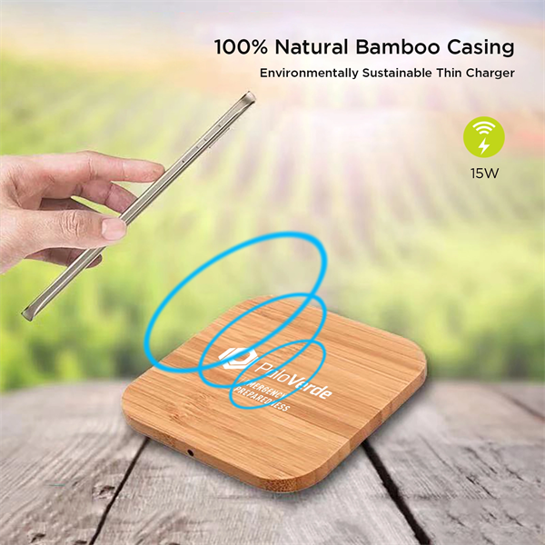 Nature Inspired Bamboo Fast Charging 15W Pad - Nature Inspired Bamboo Fast Charging 15W Pad - Image 2 of 3