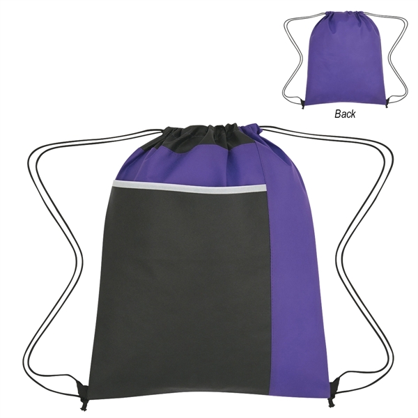 Water-Resistant Bicolored Drawstring Knapsack - Water-Resistant Bicolored Drawstring Knapsack - Image 3 of 6