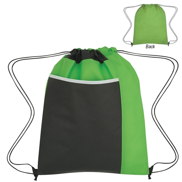 Water-Resistant Bicolored Drawstring Knapsack - Water-Resistant Bicolored Drawstring Knapsack - Image 5 of 6