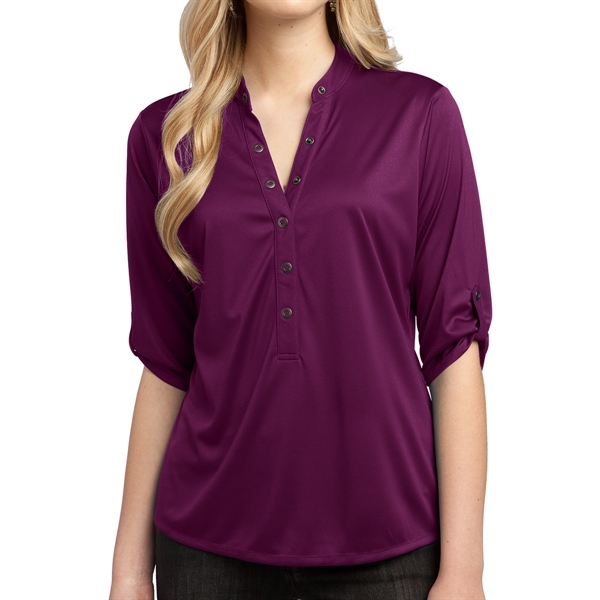 Women's Polyester Henley Shirt - Women's Polyester Henley Shirt - Image 5 of 5