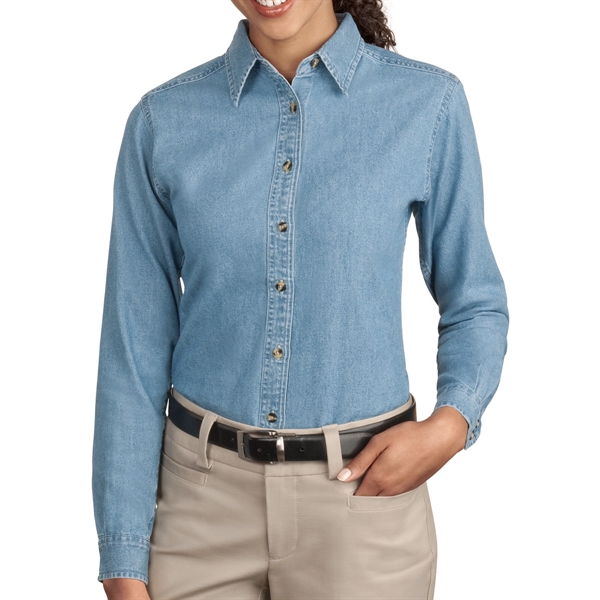Ladies' Long Sleeve Denim Shirt - Ladies' Long Sleeve Denim Shirt - Image 1 of 2