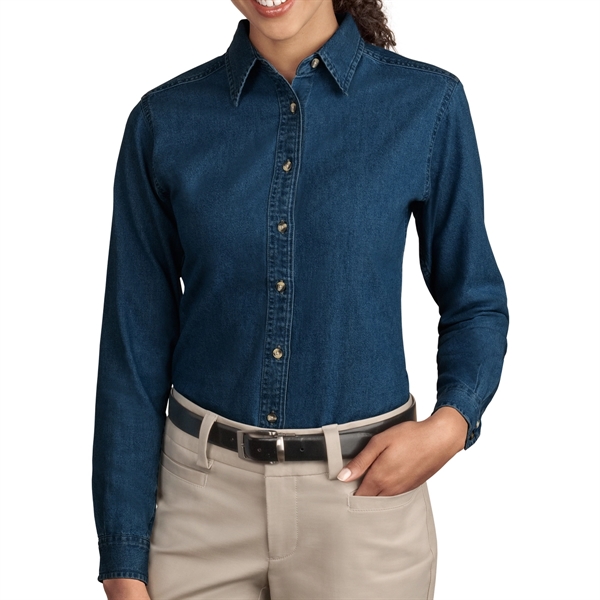 Ladies' Long Sleeve Denim Shirt - Ladies' Long Sleeve Denim Shirt - Image 2 of 2
