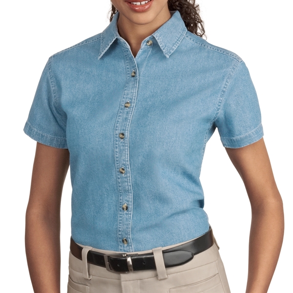 High Values Ladies' Short Sleeve Denim Shirt - High Values Ladies' Short Sleeve Denim Shirt - Image 1 of 2