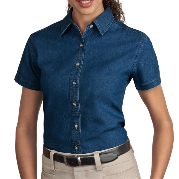 High Values Ladies' Short Sleeve Denim Shirt - High Values Ladies' Short Sleeve Denim Shirt - Image 2 of 2