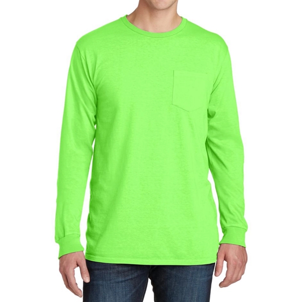 Stylish Pigment-Dyed Long Sleeve Tee with Pocket - Stylish Pigment-Dyed Long Sleeve Tee with Pocket - Image 4 of 19