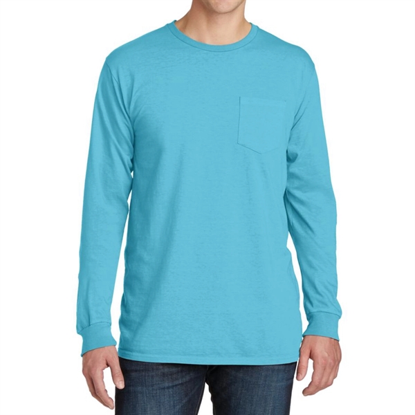 Stylish Pigment-Dyed Long Sleeve Tee with Pocket - Stylish Pigment-Dyed Long Sleeve Tee with Pocket - Image 10 of 19