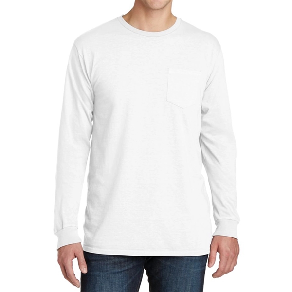 Stylish Pigment-Dyed Long Sleeve Tee with Pocket - Stylish Pigment-Dyed Long Sleeve Tee with Pocket - Image 12 of 19