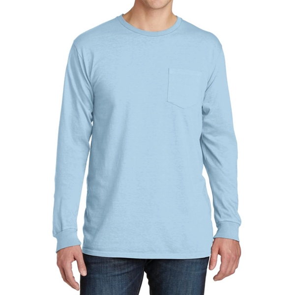 Stylish Pigment-Dyed Long Sleeve Tee with Pocket - Stylish Pigment-Dyed Long Sleeve Tee with Pocket - Image 17 of 19