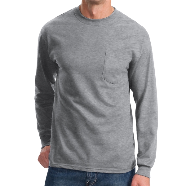 Stylish Long Sleeve Pocket Tee - Stylish Long Sleeve Pocket Tee - Image 1 of 9