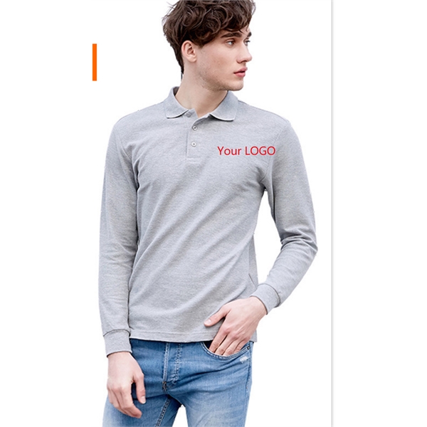 Men's Long Sleeve Polo Shirt - Men's Long Sleeve Polo Shirt - Image 1 of 4