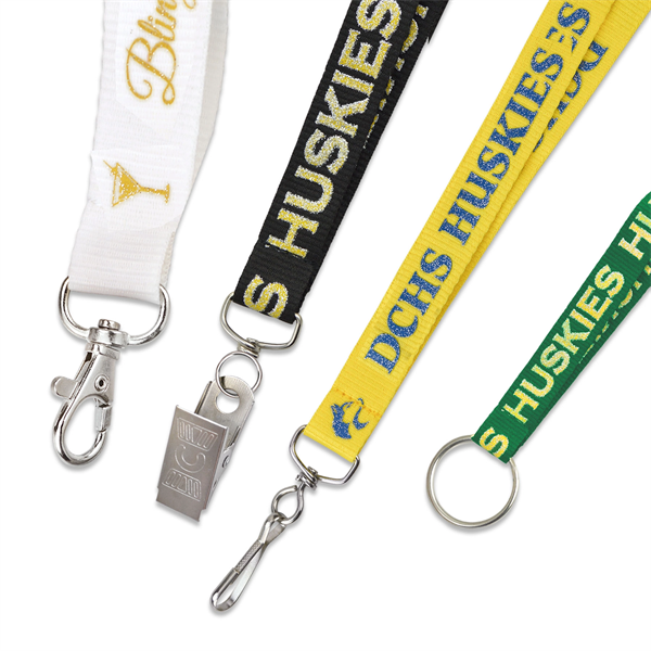 3/4" Glitter Ink Custom Silkscreen Lanyards, Flat Ribbed - 3/4" Glitter Ink Custom Silkscreen Lanyards, Flat Ribbed - Image 0 of 8