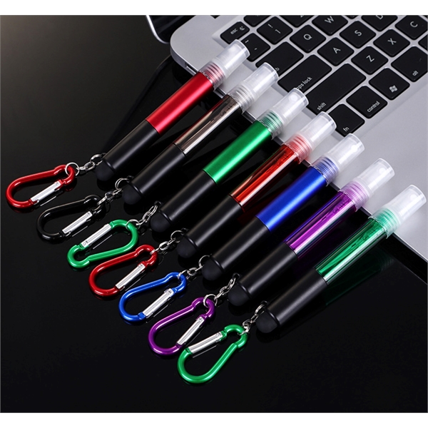 3 in 1 Spray& Stylus Pen With Carabiner - 3 in 1 Spray& Stylus Pen With Carabiner - Image 1 of 3
