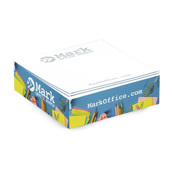 Custom Adhesive Cube - 3 3/8" x 3 3/8" x 1" - Full Color