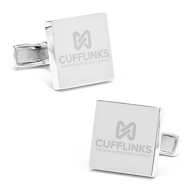 Sterling Silver Infinity Edge Square Engravable Cufflinks - Sterling Silver Infinity Edge Square Engravable Cufflinks - Image 1 of 6