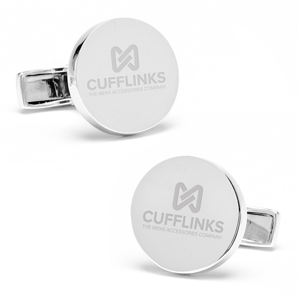 Sterling Silver Infinity Edge Round Cufflinks - Sterling Silver Infinity Edge Round Cufflinks - Image 1 of 5