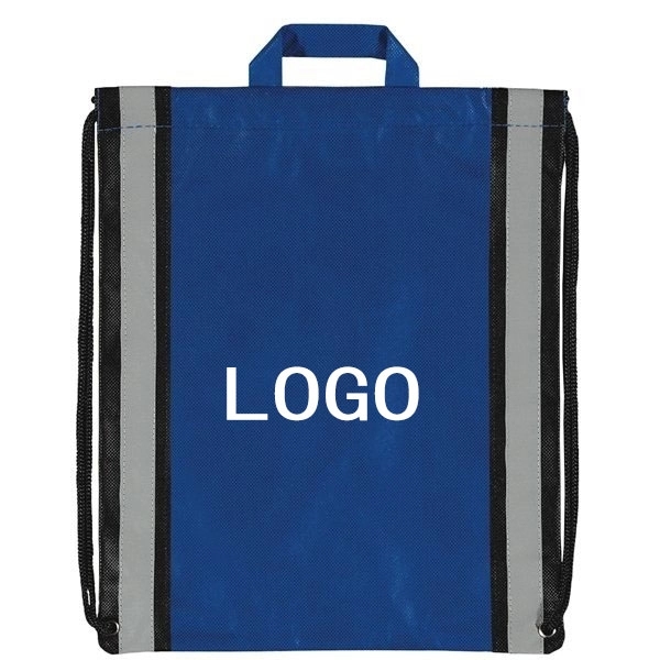 Large Non-Woven Reflective Drawstring Backpack - 20 " x 16 " - Large Non-Woven Reflective Drawstring Backpack - 20 " x 16 " - Image 0 of 13