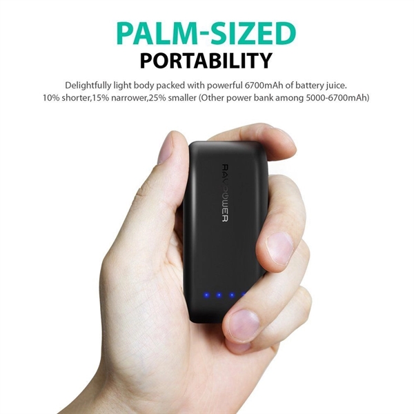 Prudential RAVPower Palm Size Compact Power Bank - 6700mAh - Prudential RAVPower Palm Size Compact Power Bank - 6700mAh - Image 3 of 6
