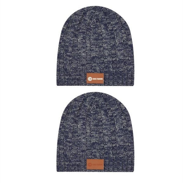 Faux Leather-Patched Knit Beanie - Faux Leather-Patched Knit Beanie - Image 0 of 1