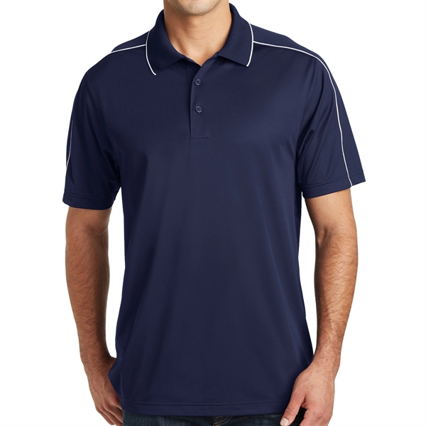 Polyester Polo Shirt with Piped Design - Polyester Polo Shirt with Piped Design - Image 4 of 6