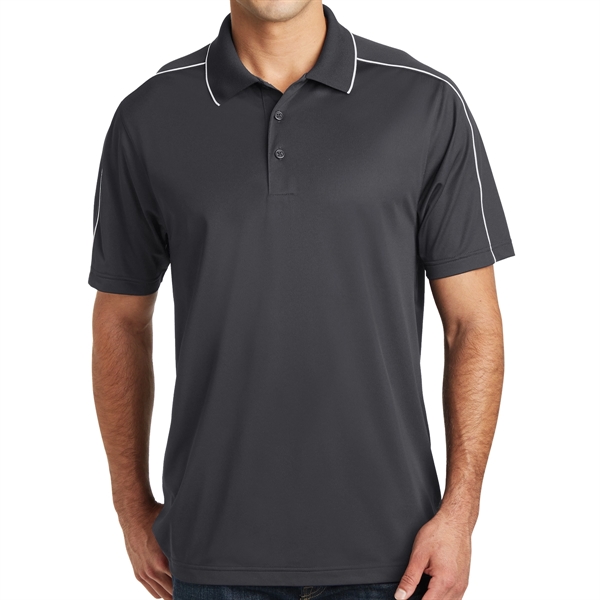 Polyester Polo Shirt with Piped Design - Polyester Polo Shirt with Piped Design - Image 5 of 6