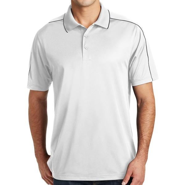 Polyester Polo Shirt with Piped Design - Polyester Polo Shirt with Piped Design - Image 6 of 6