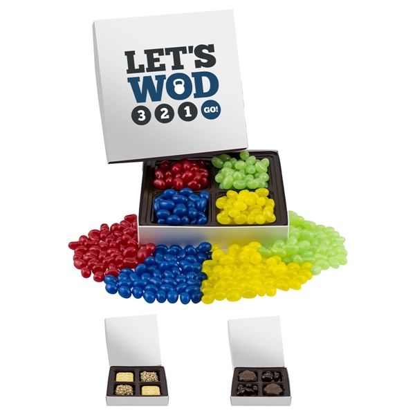 Custom Square Candy Box Filled with Gourmet Goodies - Custom Square Candy Box Filled with Gourmet Goodies - Image 0 of 3