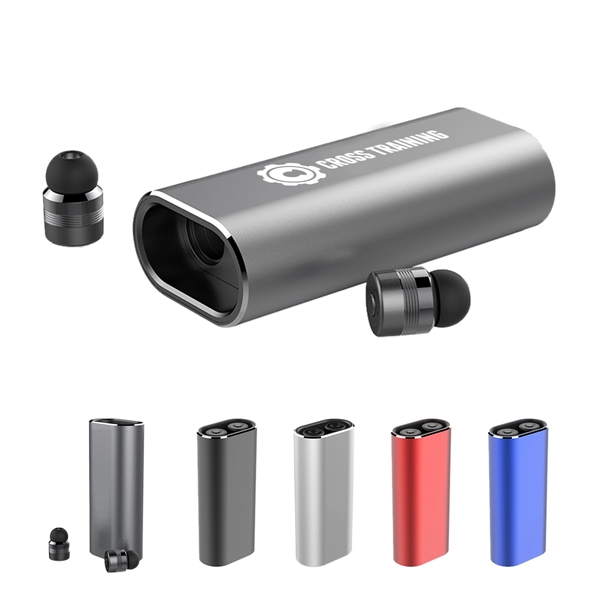 Two-In-One Wireless Earphones with Compact Power Bank - Two-In-One Wireless Earphones with Compact Power Bank - Image 0 of 2