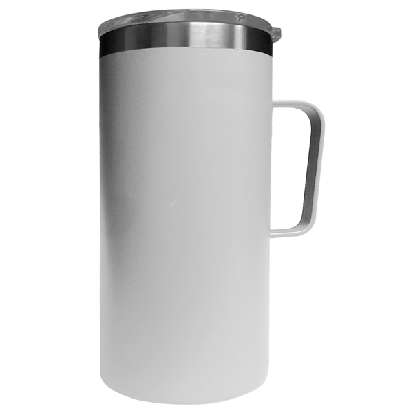 20 OZ STAINLESS STEEL TUMBLER WITH HANDLE - WHITE